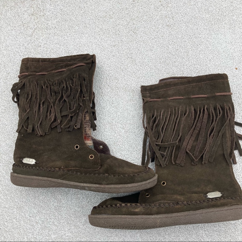 Woolrich Pocono Creek Fringe Moccasin Boots 8